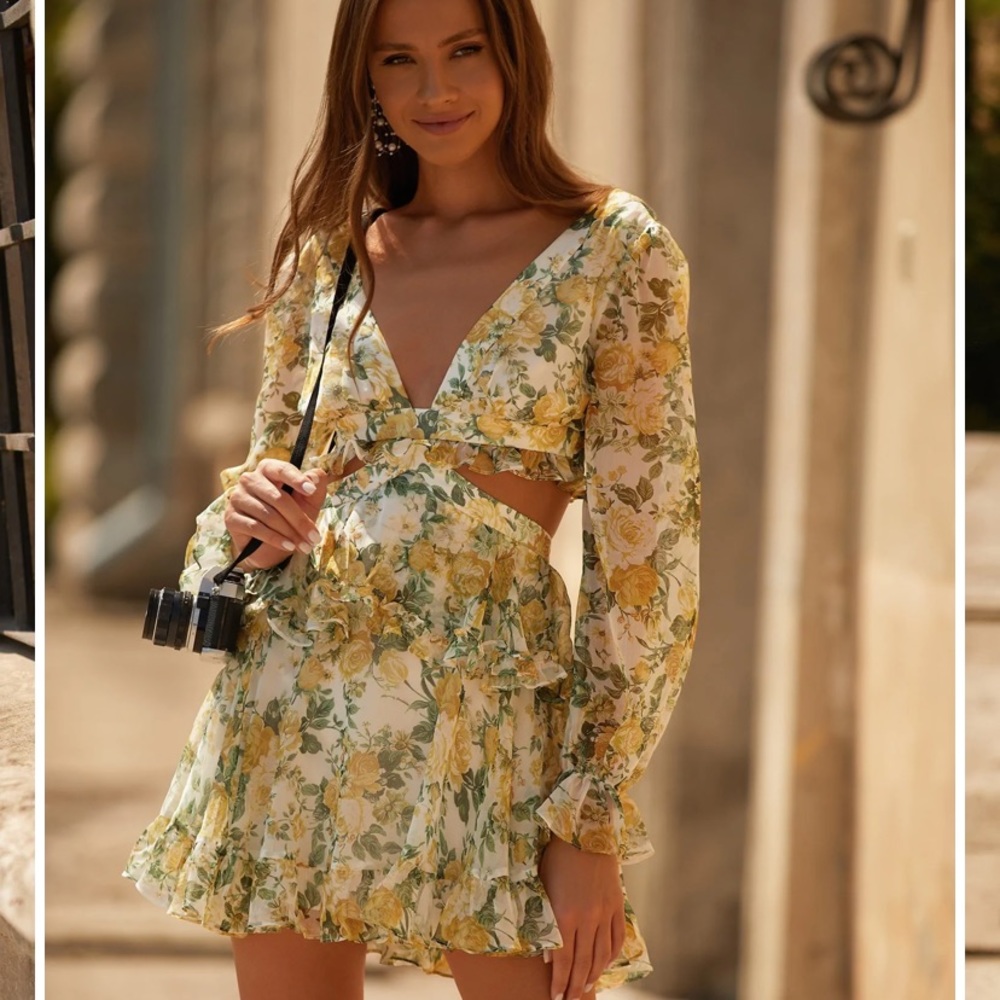 Alamour the label- green floral dress